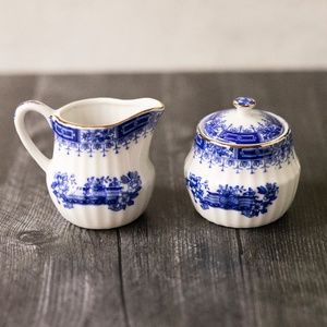 Tempo Sweden blue china feldspar porcelain sugar set NEW